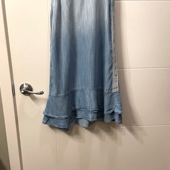 Bella Dahl Side Stripe Sleeveless Racerback Chambray Mini Dress Blue Small - Picture 6 of 16